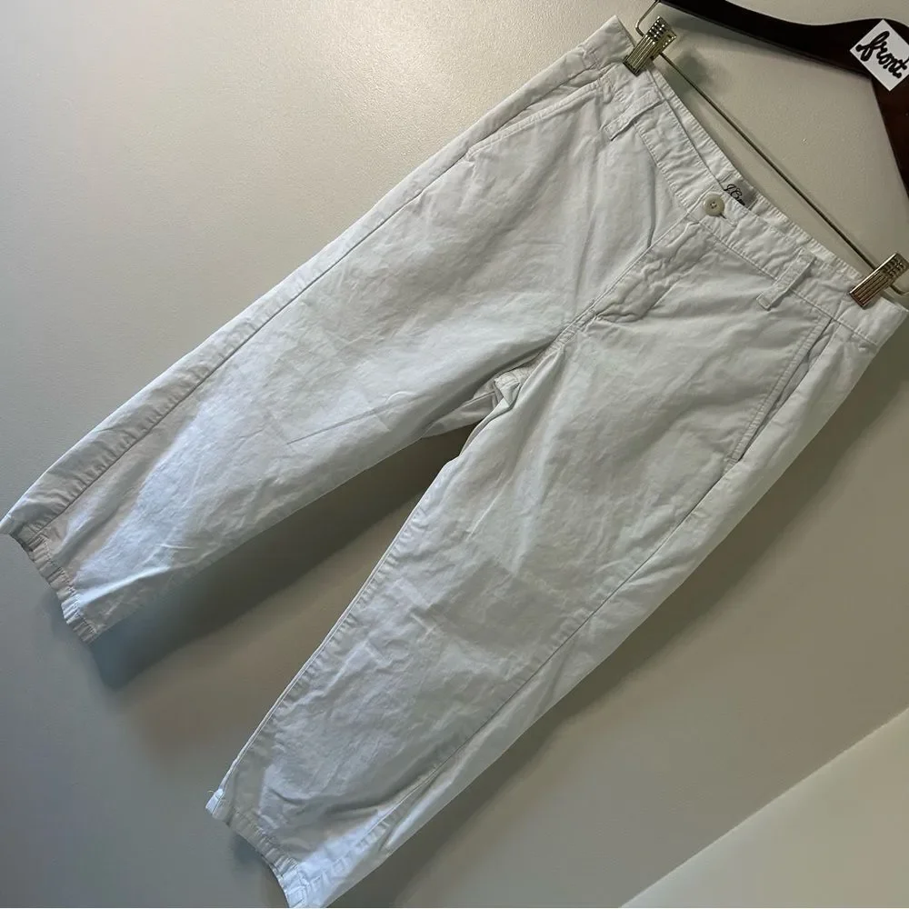 J. Crew Slouchy Boyfriend Chino White Crop Pants Women's 26P Great Preworn Condi